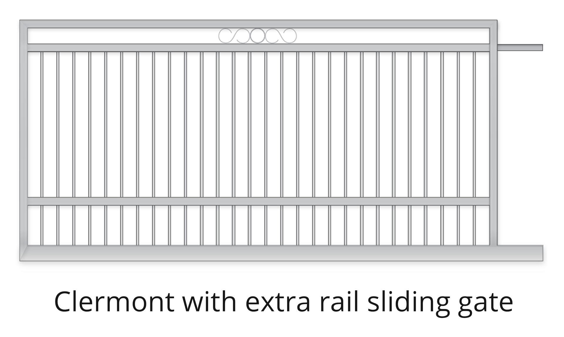 Standard Gate - Style Clermont with extra rail sliding gate