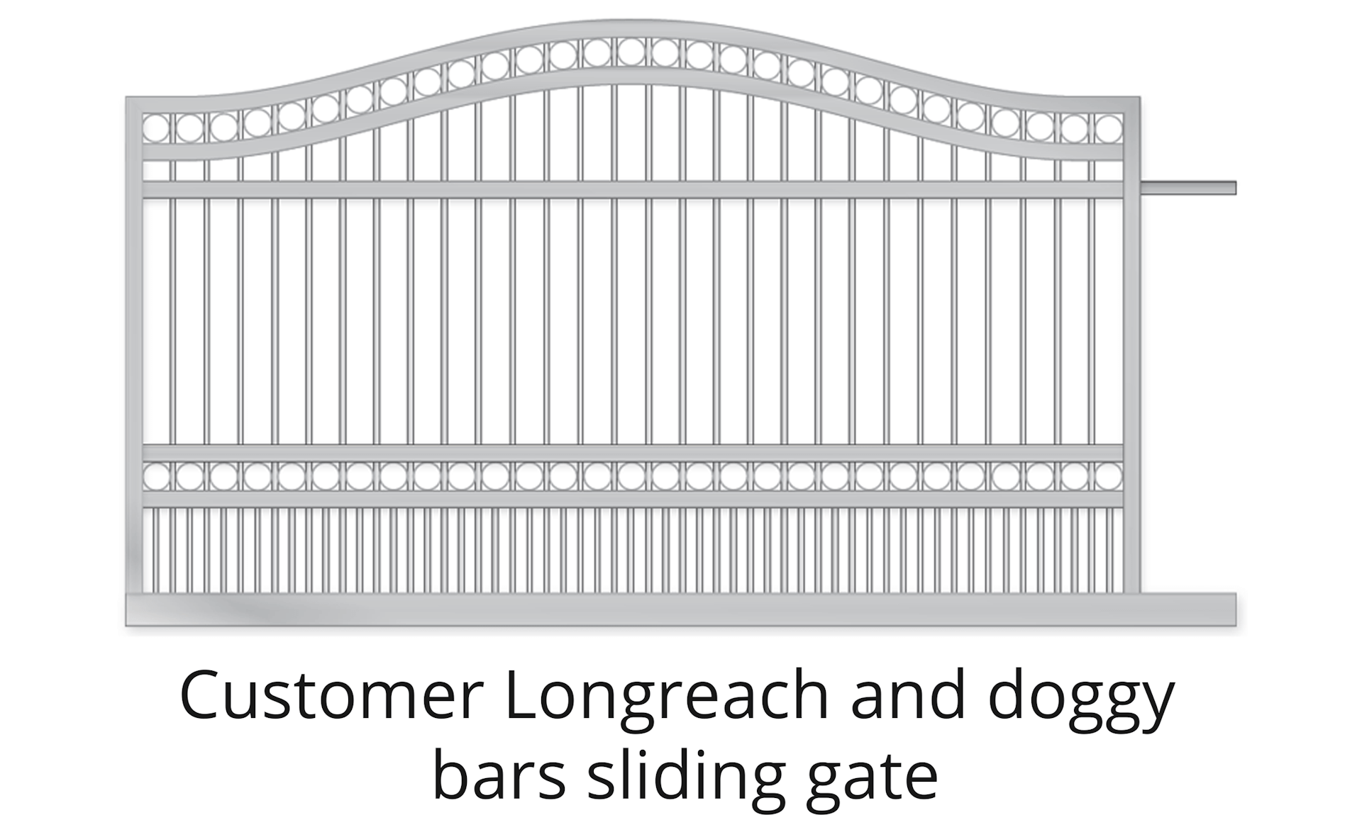 Standard Gate - Style customer longreach and doggy bars sliding gate
