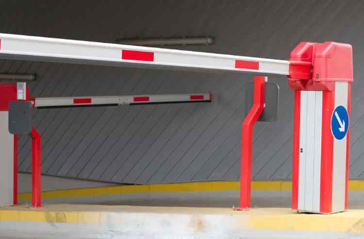 A boom gate at a car park entrance.