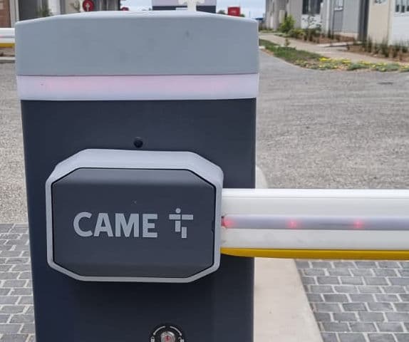 Close-up of a boom gate arm crank.