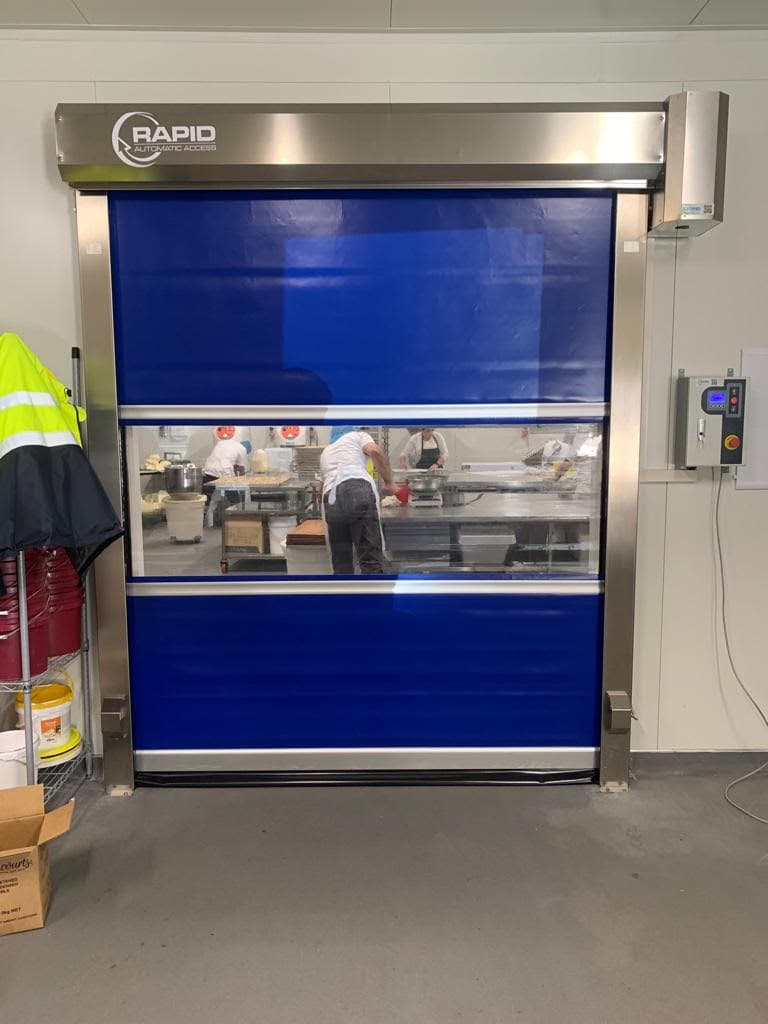 Food manufacturing high-speed door closed.