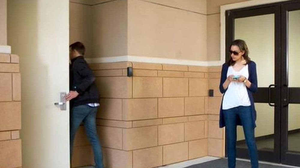 Person following another user through an access-controlled door