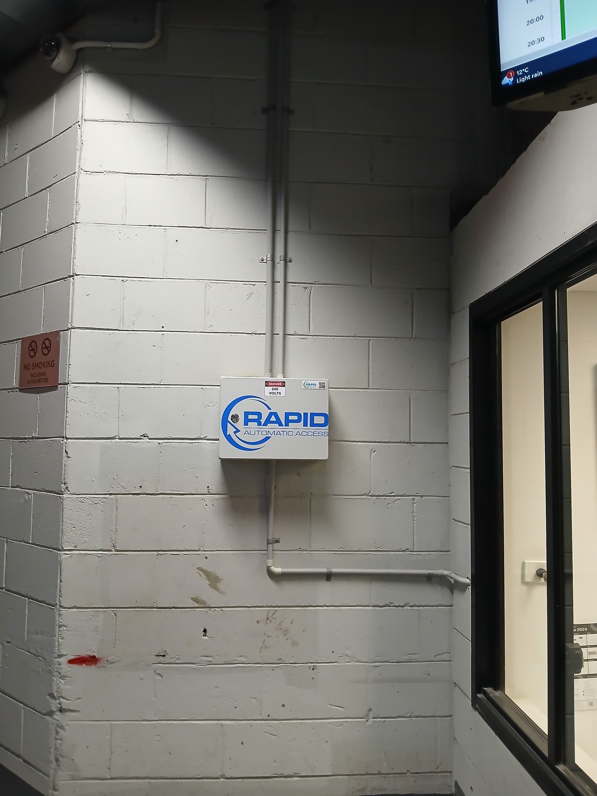 Access control panel for an underground car park.