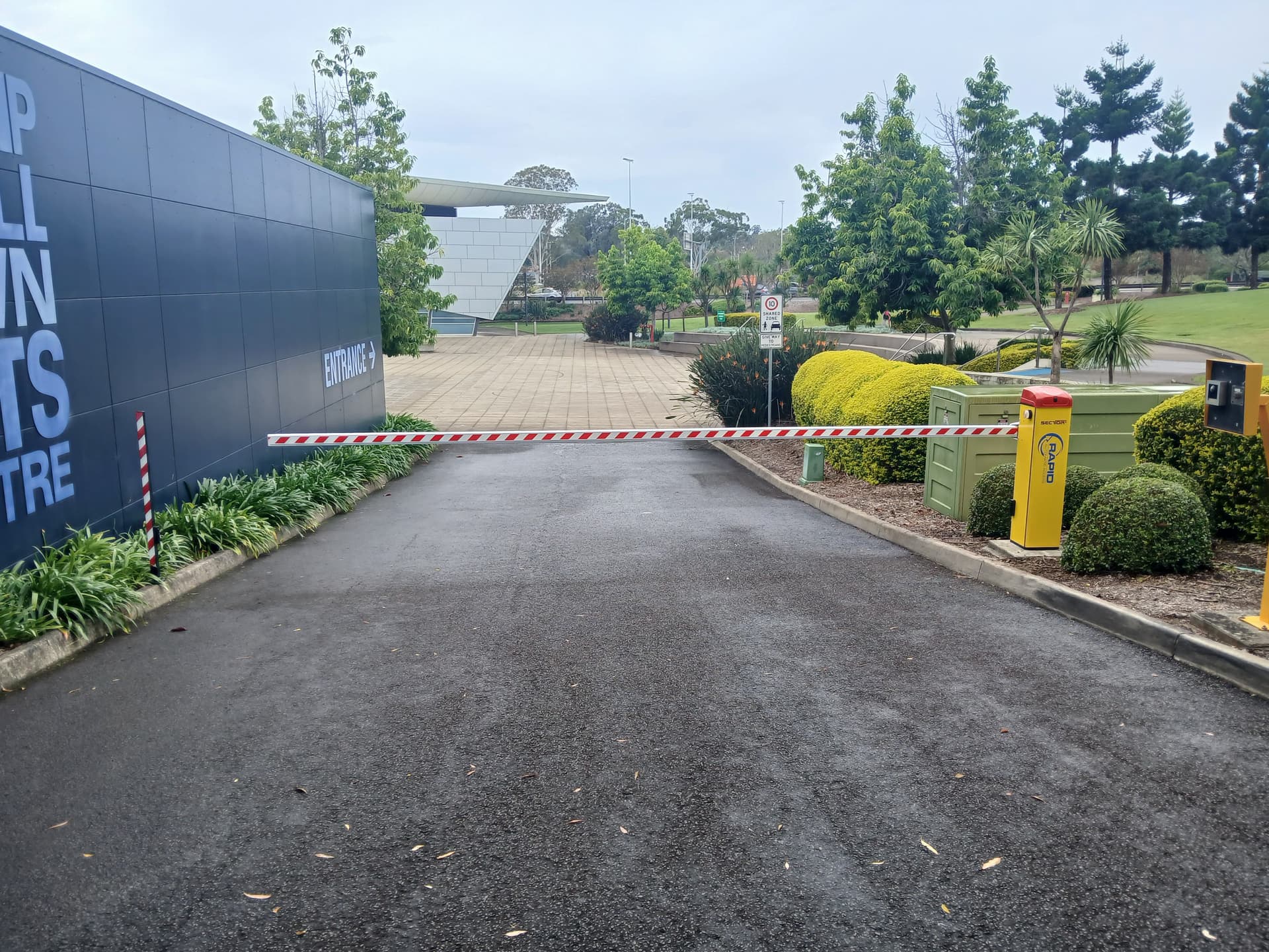 Boom gate installed at Campbelltown Arts Centre entrance.