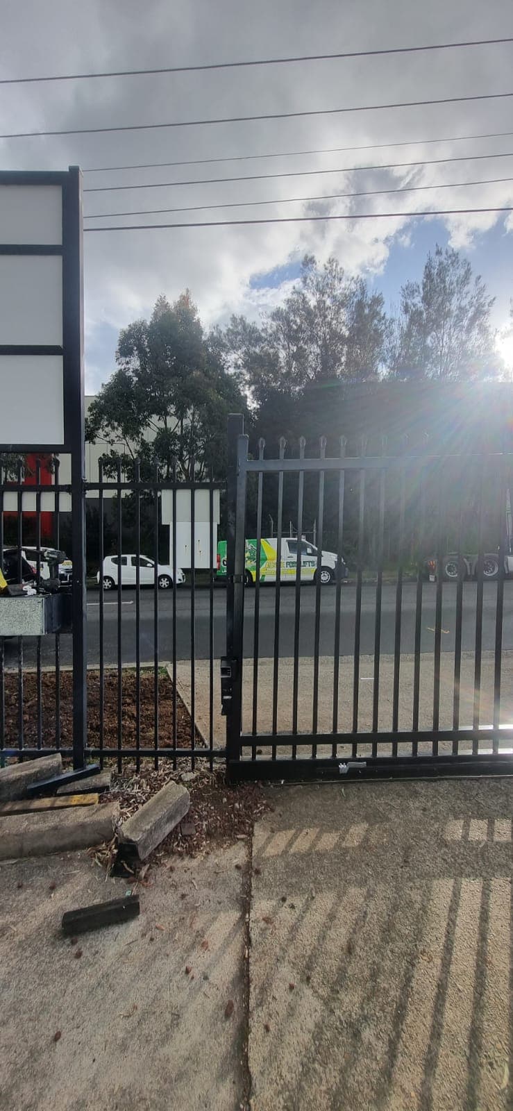 Sliding gate used for vehicle access control.