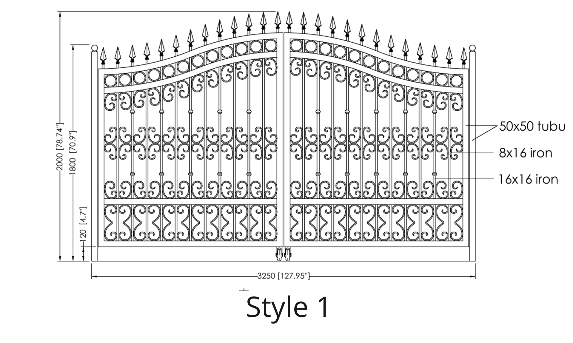 Luxury Wrought Iron Gates - Style S1 Gate